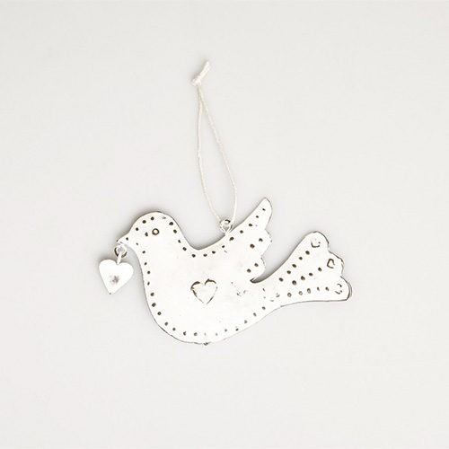 Hanging Dove with Heart for Funeral or Memorial