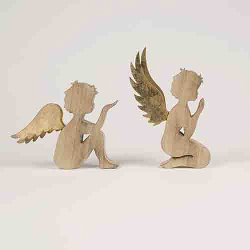 Praying Angel in Wood and Iron for Shabby Chic Funeral or Memorial
