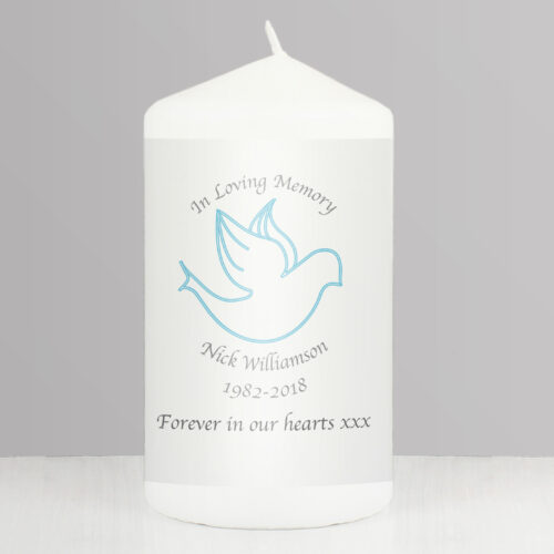 Personalised In Loving Memory Blue Memorial Candle