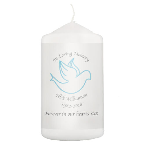 Personalised In Loving Memory Blue Memorial Candle