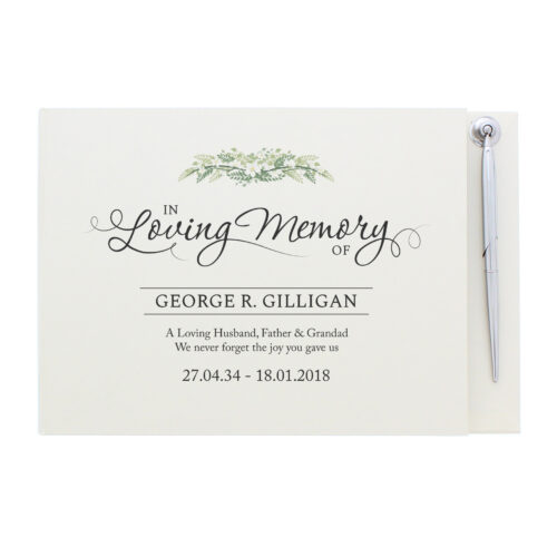 Personalised In Loving Memory Hardback Funeral Memorial Remembrance Guest Book & Pen