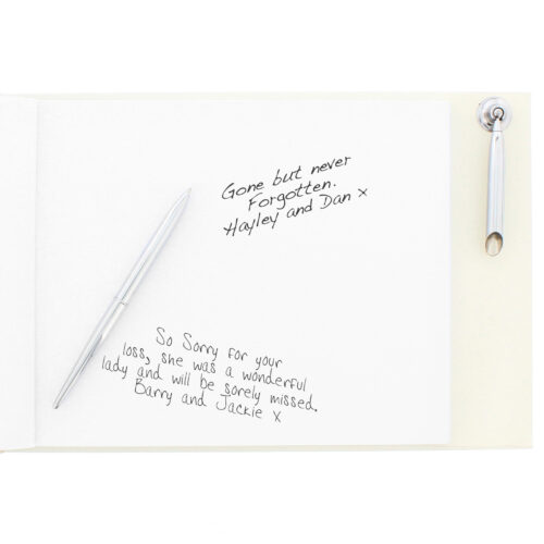 Personalised In Loving Memory Hardback Funeral Memorial Remembrance Guest Book & Pen