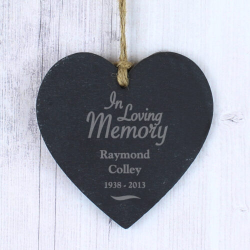 In Loving Memory Slate Heart Decoration