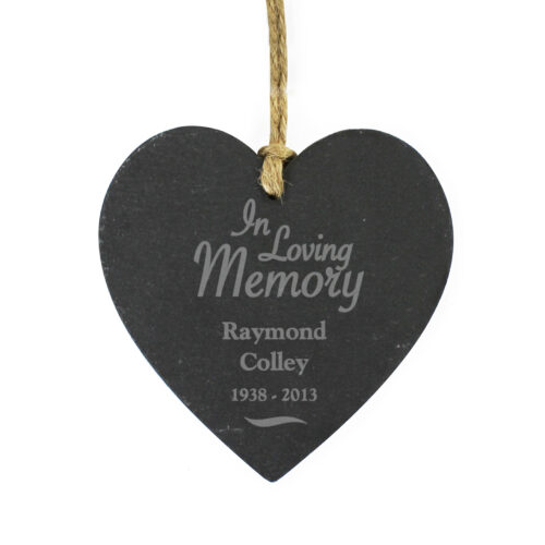 In Loving Memory Slate Heart Decoration