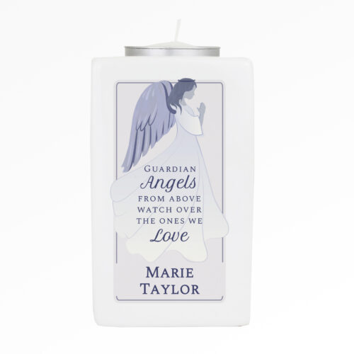 Personalised Guardian Angel Memorial Ceramic Tea Light Candle Holder