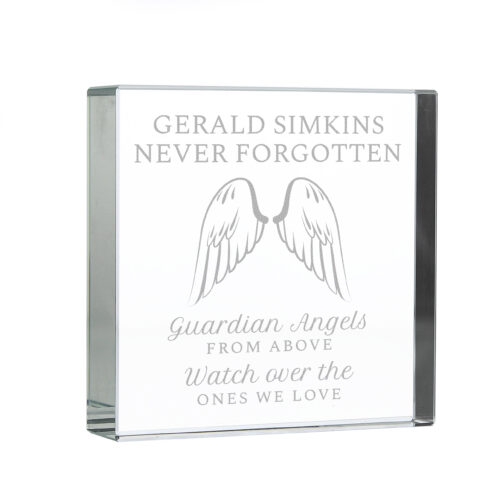 Personalised Guardian Angel Wings Large Crystal Memorial Token