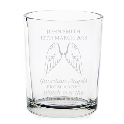 Personalised Guardian Angel Wings Memorial Votive Candle Holder